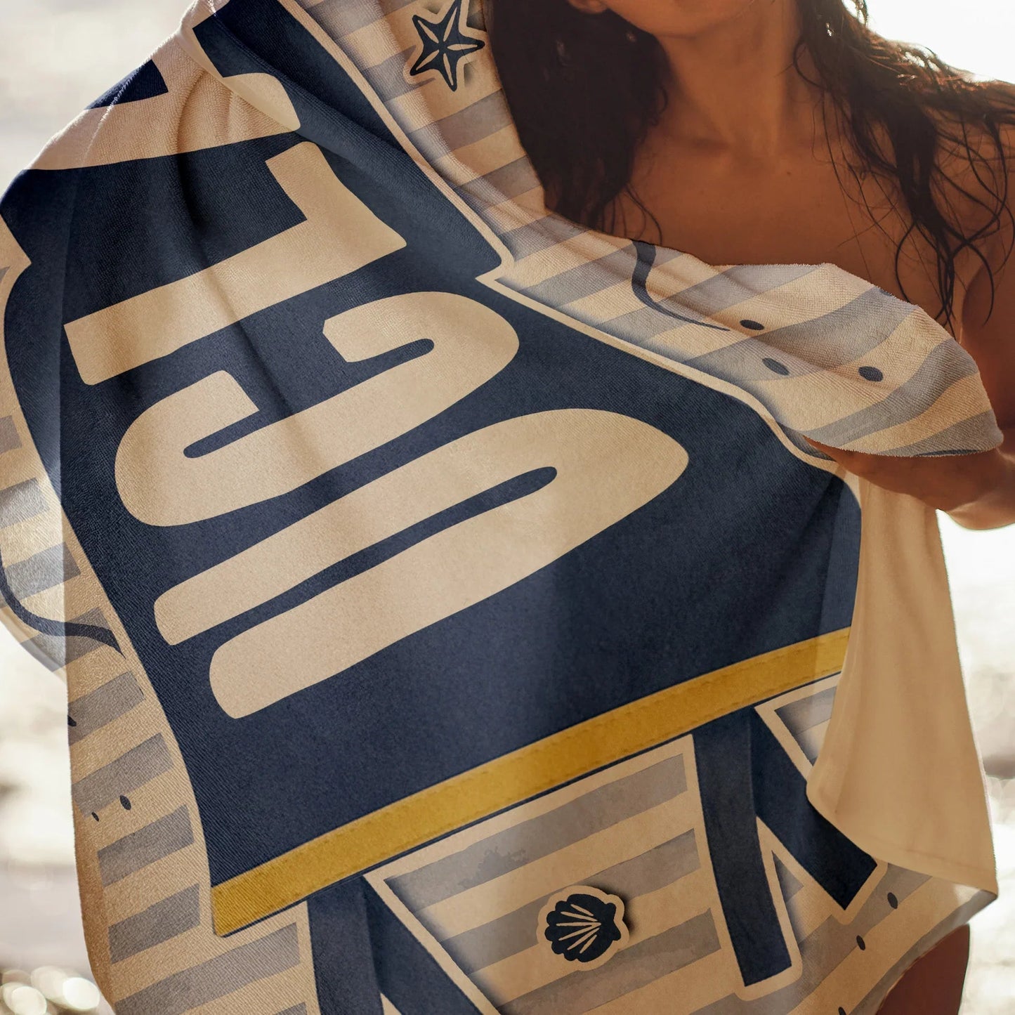 Personalized Beach Towel with Custom School Pennant Design for Poolside Days, A Unique Graduation Gift