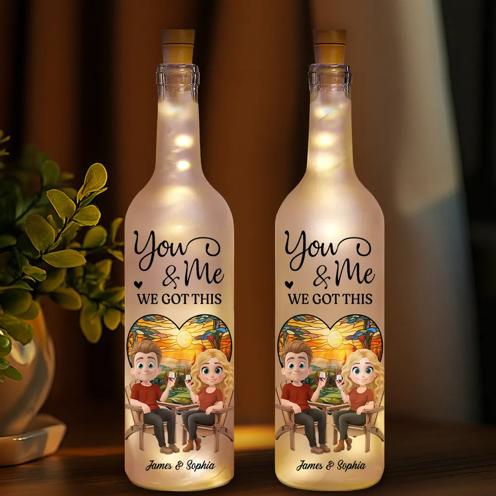 Our Hearts Beat As One - Romantic Bottle Lamp with Starry Night and You & Me Theme, Heartwarming Couples Gift