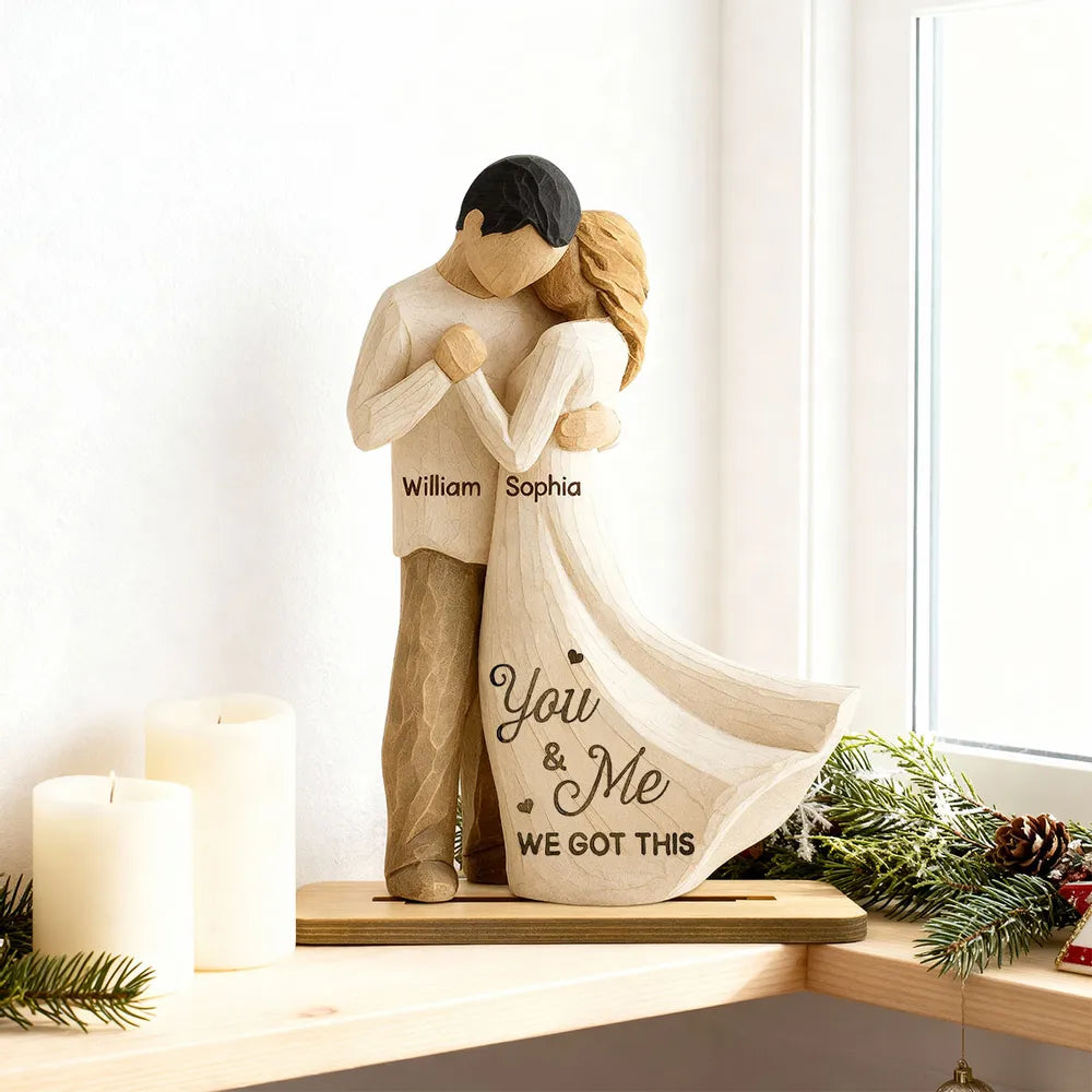 Wooden Plaque Couple Embrace Keepsake, Rustic Wood Decor, You Are My Happy Place, Unique Gift for Him or Her