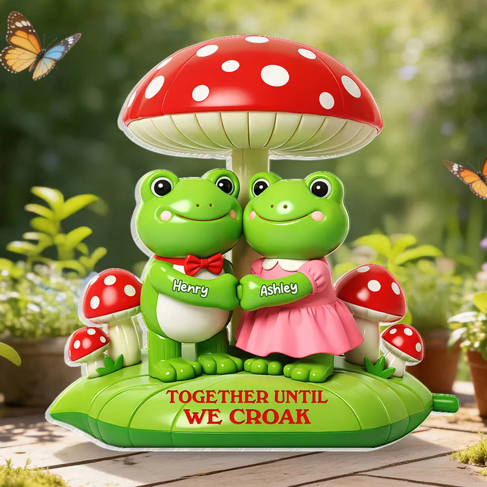 Shaped Acrylic Block Plaque Personalized Frog Love Keepsake Together Until We Croak Sweet Shelf Decor Unique Gift for Wife Husband