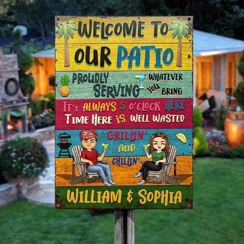 Patio Welcome Grilling Proudly Serving Whatever You Bring - Backyard Sign - Personalized Custom Classic Metal Signs(include nails)