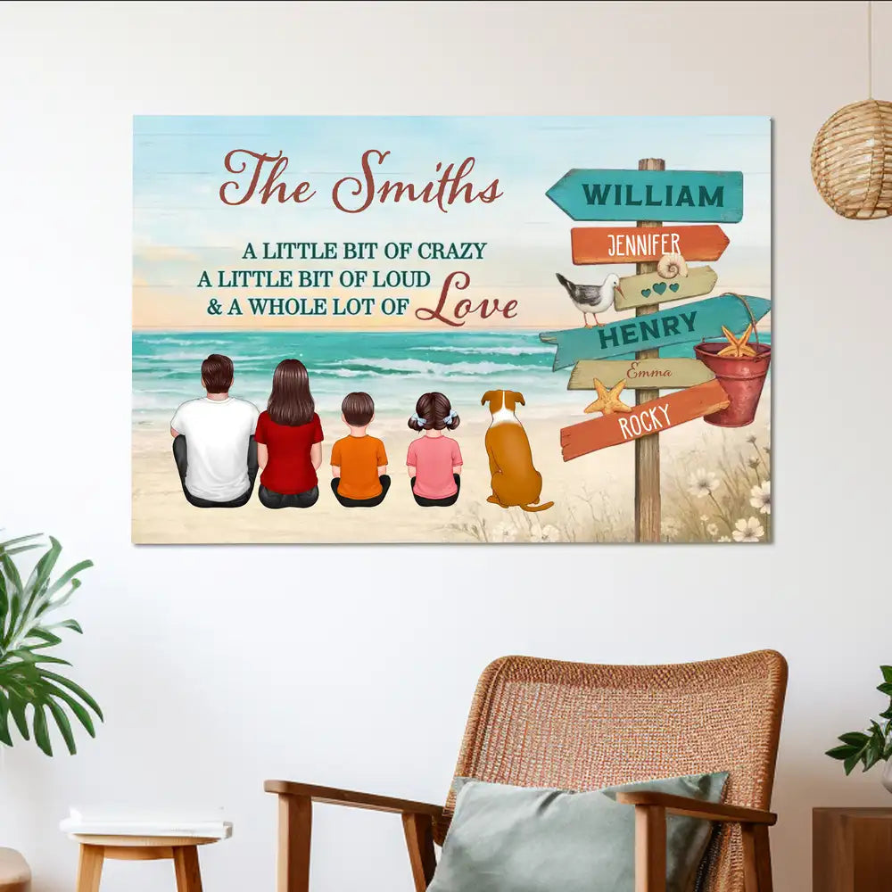 Beach Family Poster – A Little Bit of Crazy, A Little Bit of Loud, A Whole Lot of Love | Personalized Custom Sign