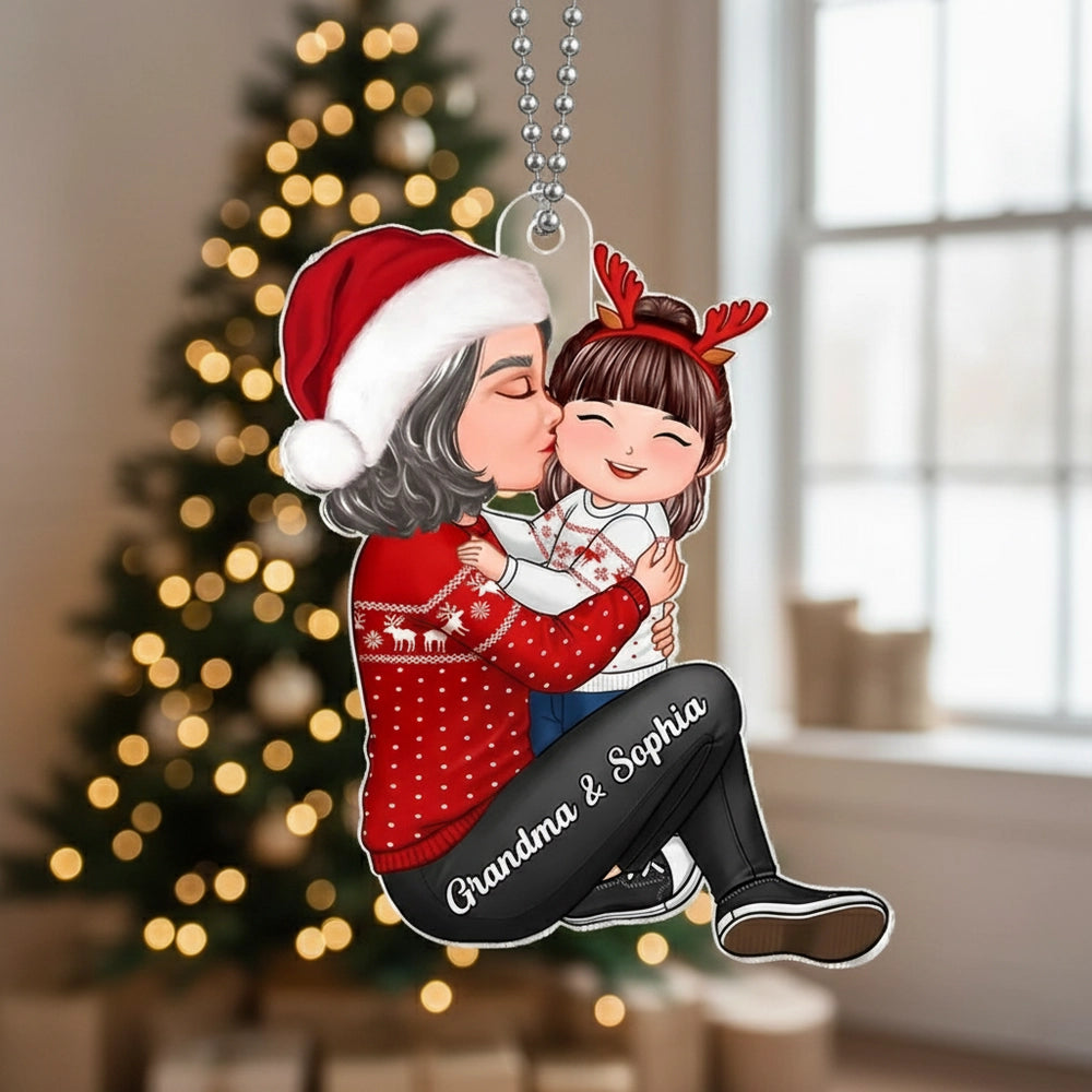 Christmas Hug Acrylic Ornament, cozy holiday spirit, a perfect gift for family