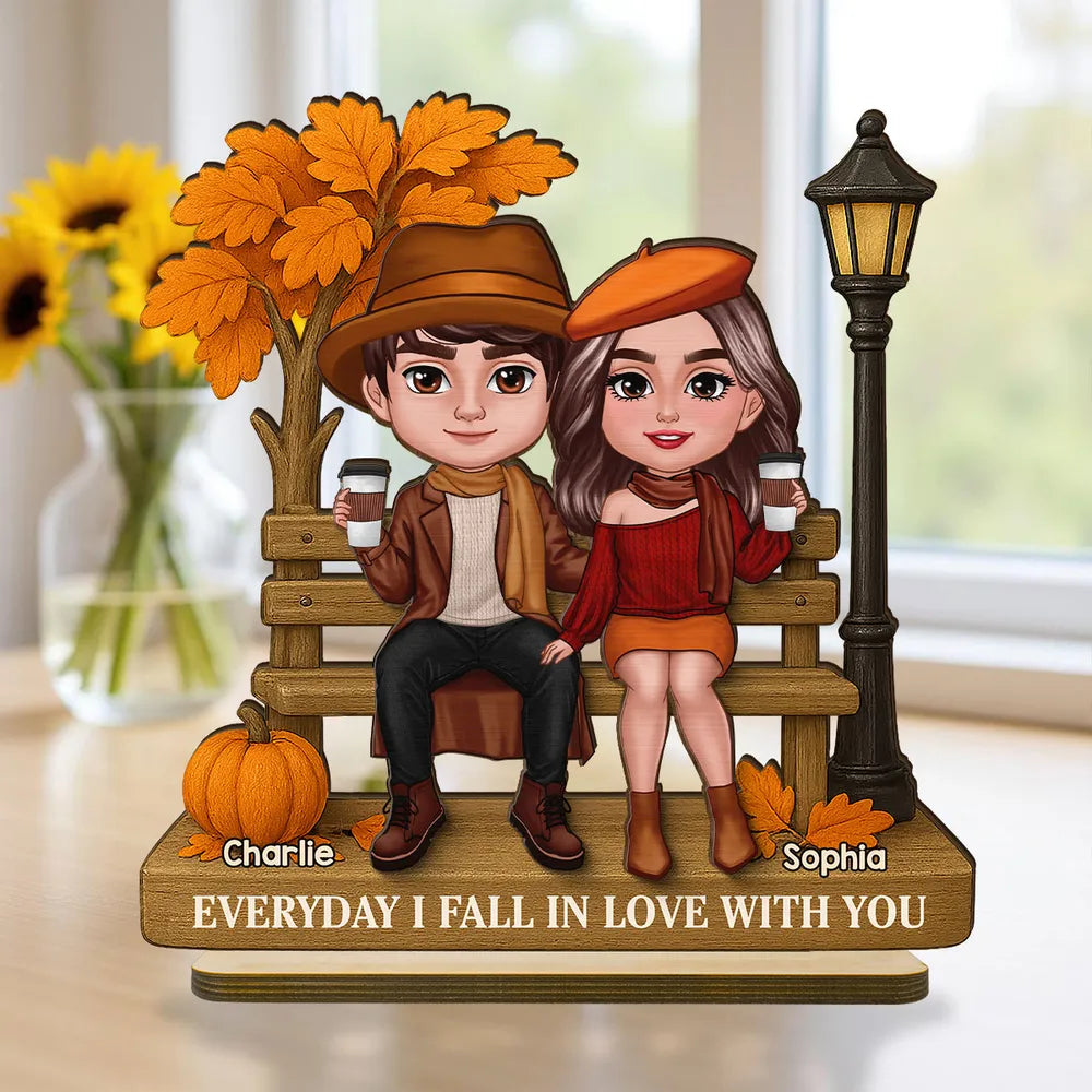 “Everyday I Fall in Love with You” Wooden Plaque – Custom Gift for Couples or Lovers