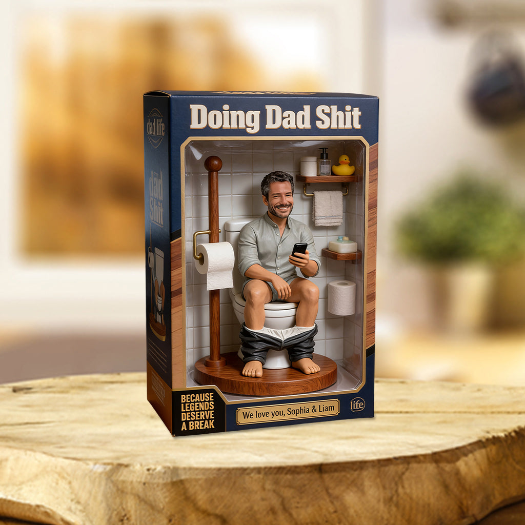 Custom Personalized Balck Dad "Doing Dad Shit" Action Figure – Funny Father's Day Gag Gift, Novelty Office Desk Toy, "Dad Life" Bathroom Man Cave Decor