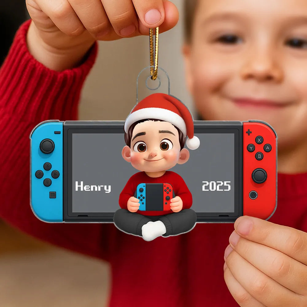 Acrylic Ornament with Game Console Theme, Festive Playful Design, Perfect Gift for Kids and Gamers