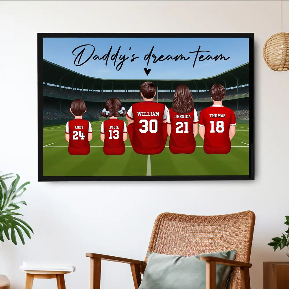 Dad’s Dream Team Socer Print – Personalized Stadium Scene Gift for Sports-Loving Fathers