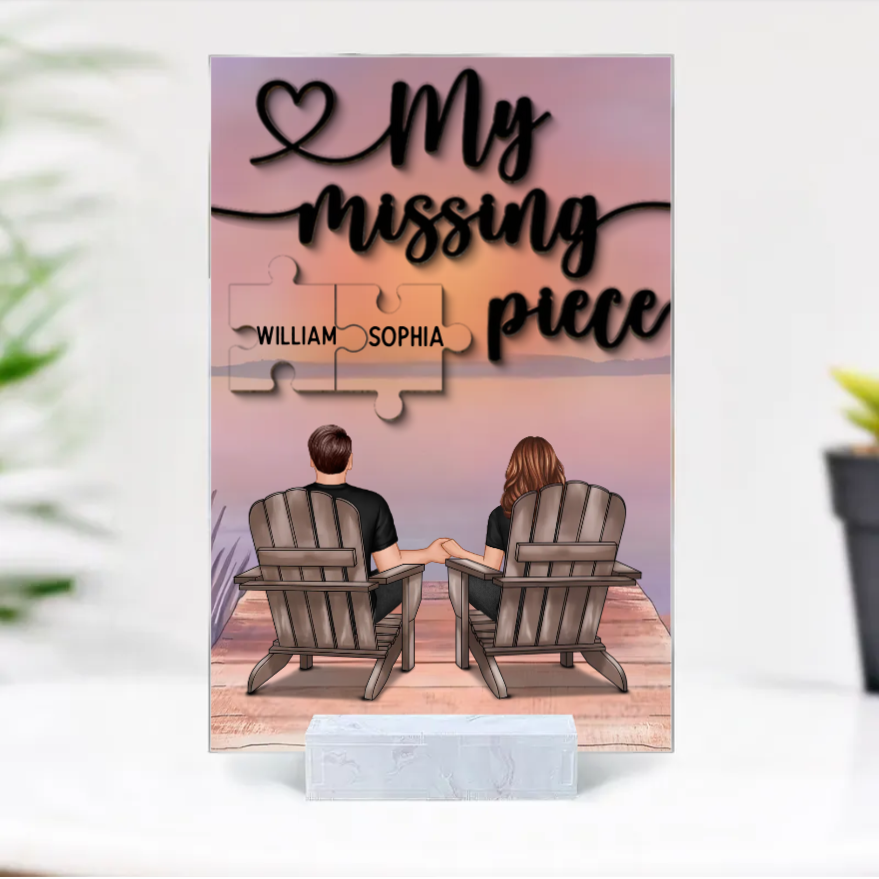 My Missing Piece - Custom Couple Beach Design Wooden, Acrylic or LED Plaque - Unique Gift