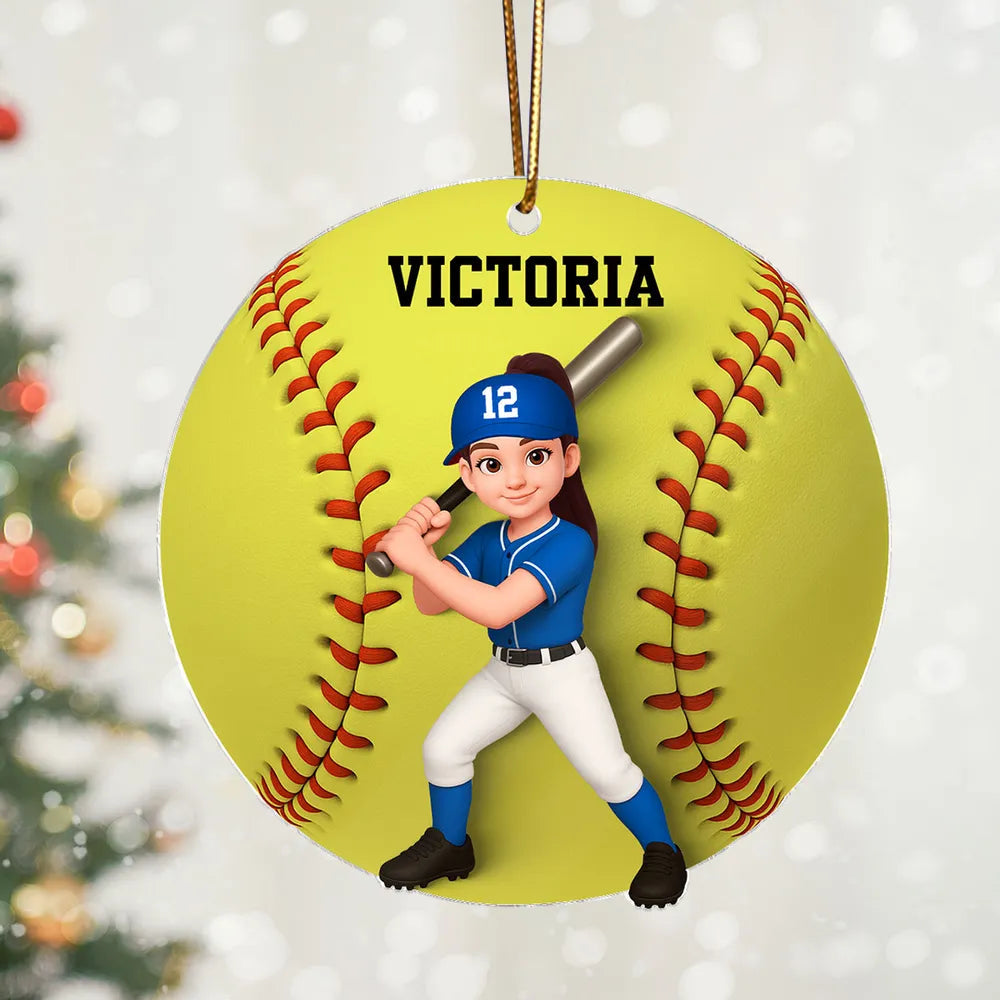 Custom Baseball Player Acrylic Ornament – Personalized Christmas Gift for Baseball Lovers & Teammates