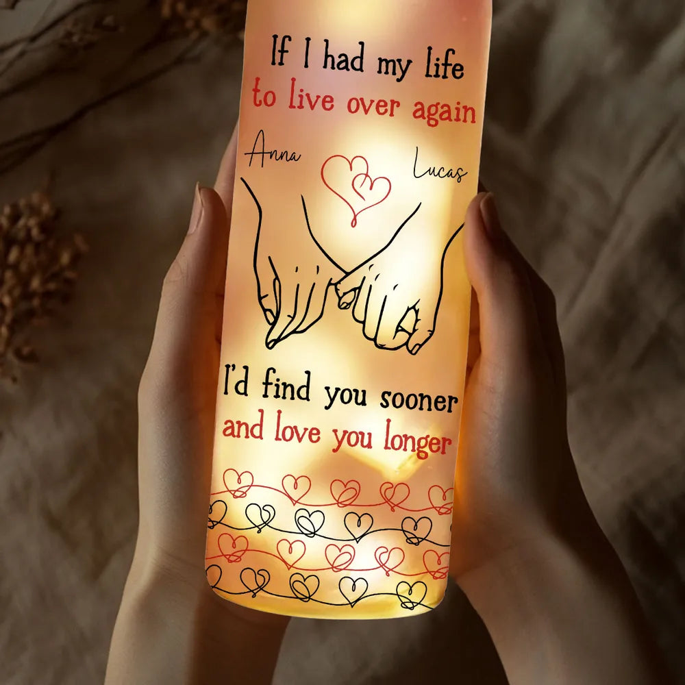 Personalized Bottle Lamp with Holding Hands Love Quote, Warm Glow Bedroom Decor, Unique Romantic Gift for Couple
