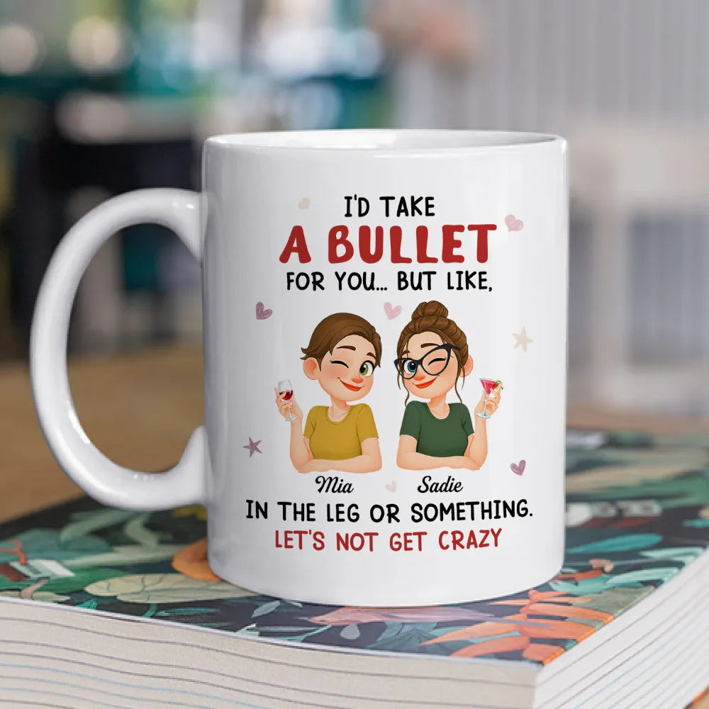 Personalized Best Friend Ceramic Mug Funny 'Let's Not Get Crazy' Cute Cartoon Coffee Gift for Bestie Coworker