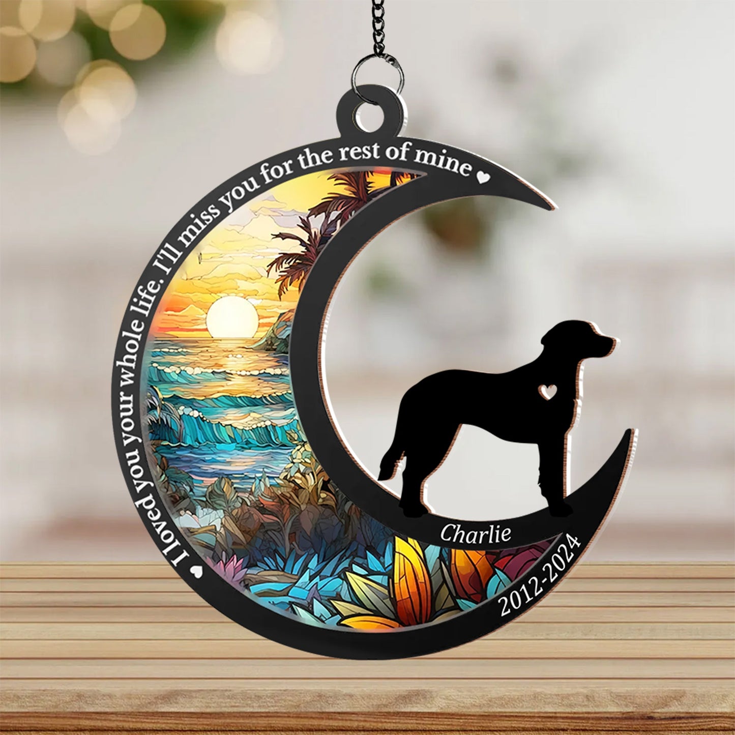 Memorial Personalized Custom Wood and Acrylic Layered Ornament - Sympathy Gift For Dog Lovers