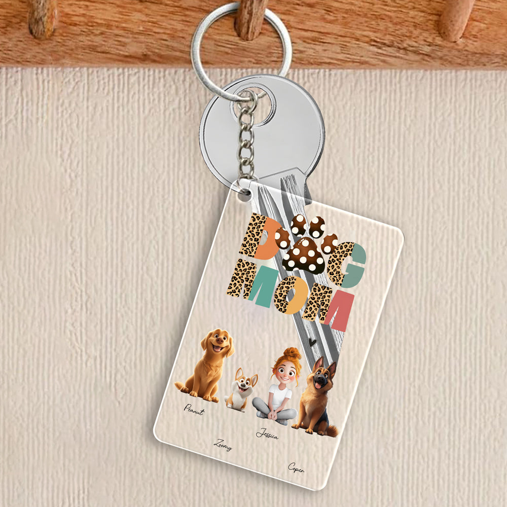 Cartoon Dog Mom Custom Keychain – A Unique Surprise for Mother's Day, Valentine's Day, or Pet Lovers
