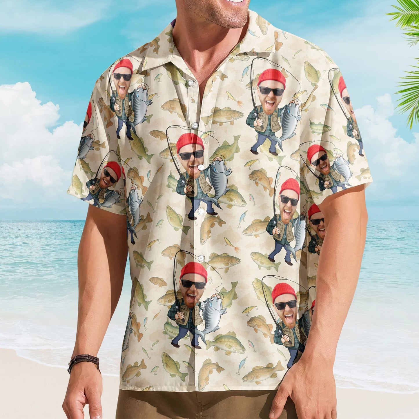 Personalized Fishing-Themed Hawaiian Shirt – Cool Gift for Dad or Husband
