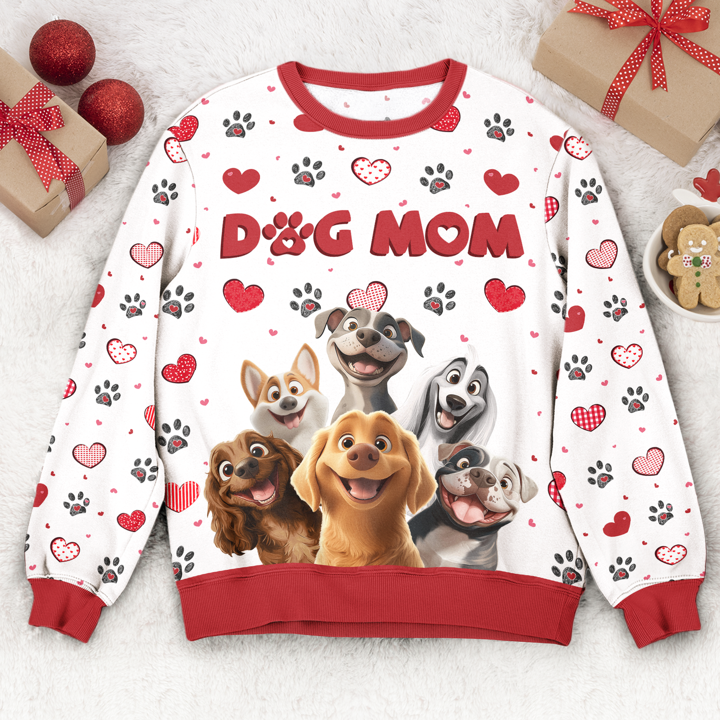 Dog Mom Cozy Sweatshirt - Pet Parent Winter Gift, Canine Print