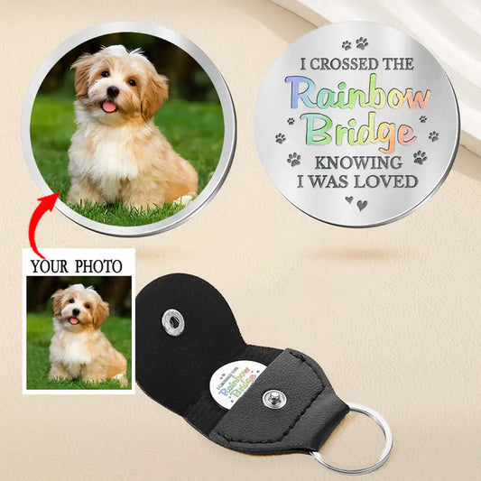 Custom Dog Photo Pocket Token Paw‑Print Quote, Comfort for Dog Moms & Dads