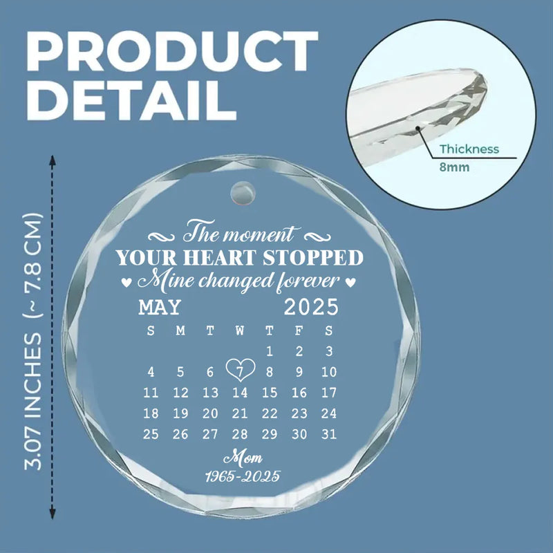 🌟 Eternal Keepsake: Personalized Crystal Calendar Ornament | Engrave Your "Moment The World Stopped" or Beloved's Name & Date