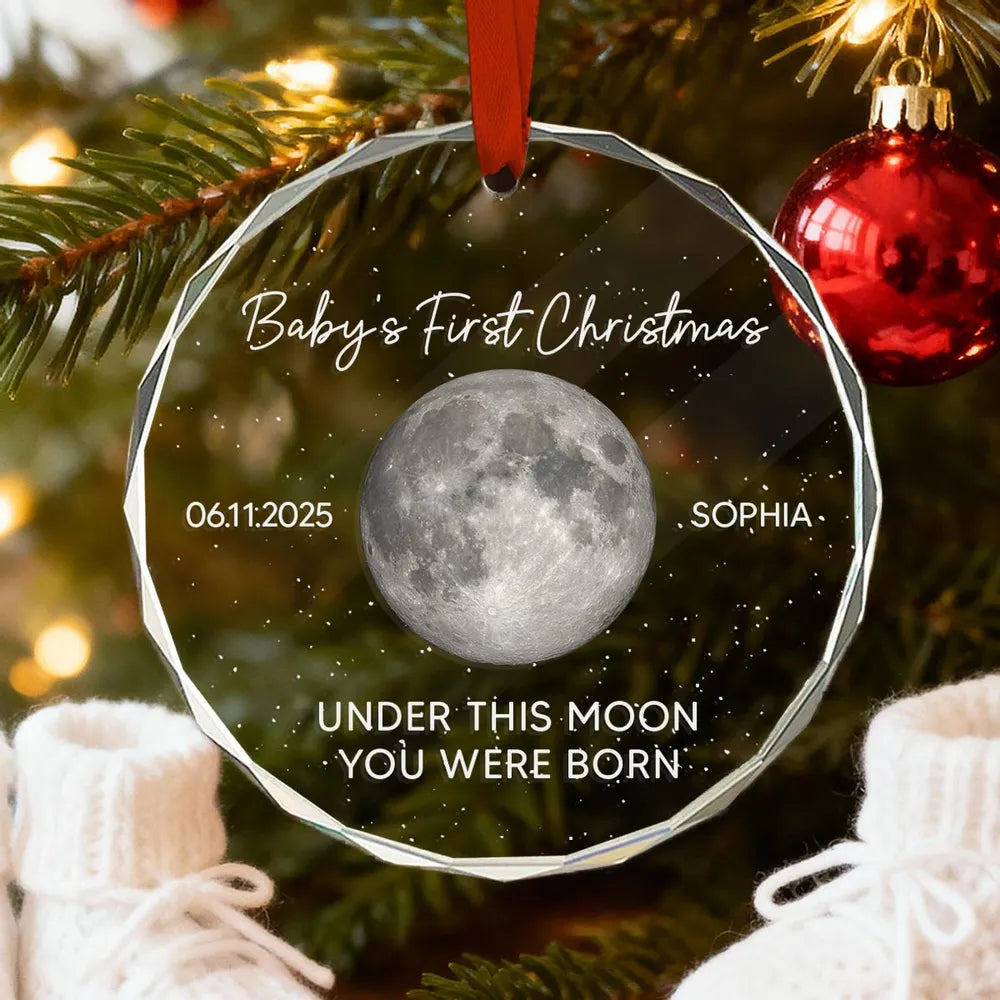 Personalized Baby's First Christmas Moon Ornament Gift