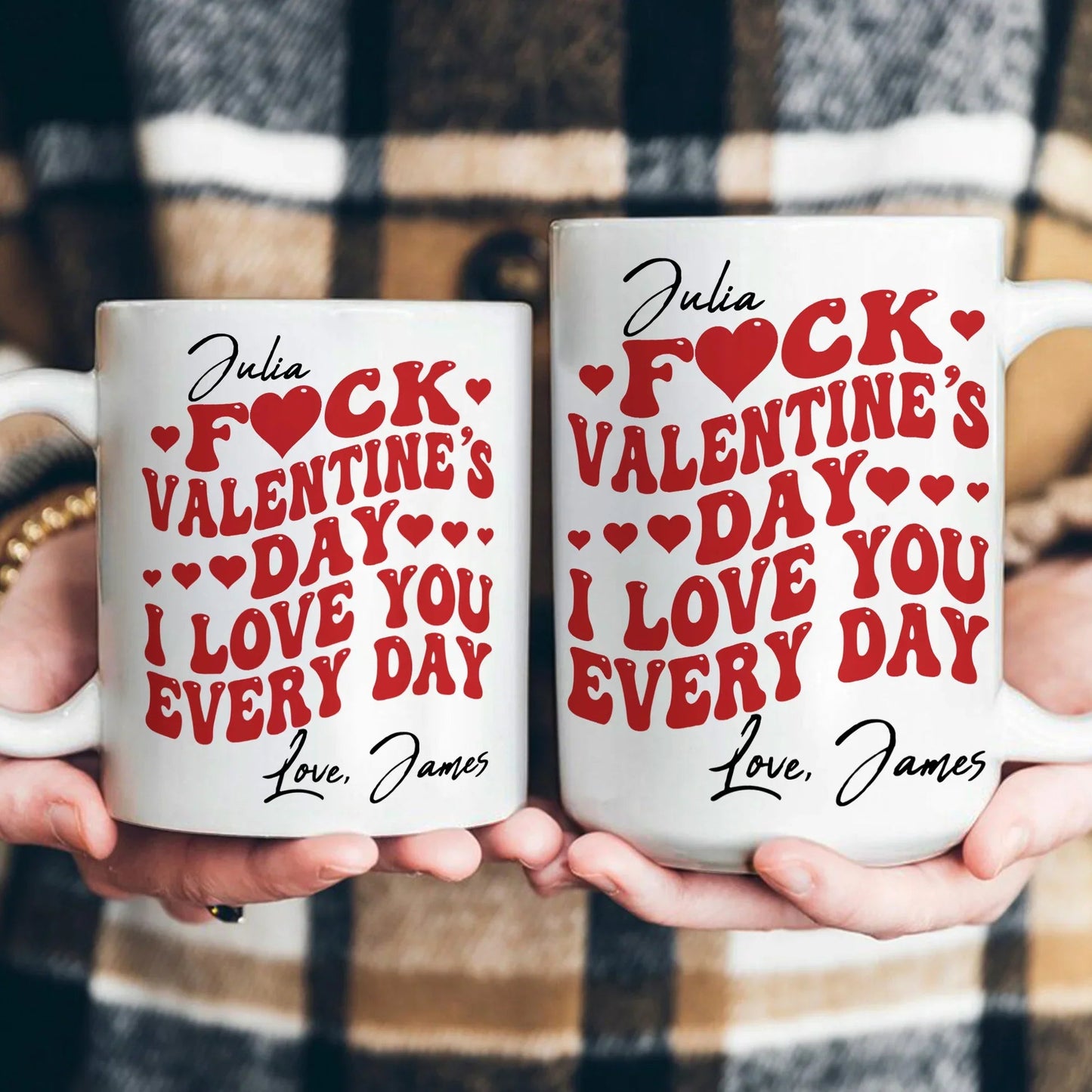 Personalized White Ceramic Mug Retro Love Quote Valentine's Day Gift - Custom Name Funny Cute Hearts Design for Girlfriend Wife