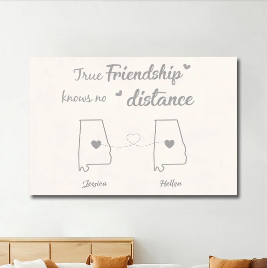 Personalized Friendship Mug - True Friendship Knows No Distance - Custom Cup or Ornament or Poster or Keychain or Plaque Gift for Best Friends, Long-Distance Friends