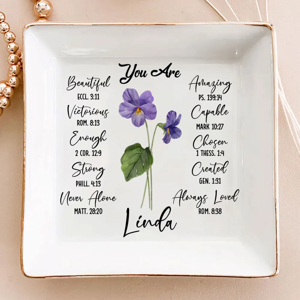 You Are Ceramic Jewelry Dish with Bible Verses – Personalized Christian Gift for Sister or Friend