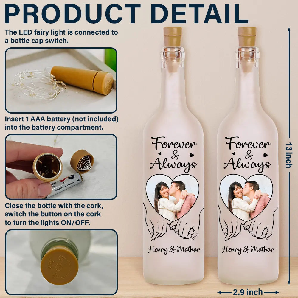 Personalized Bottle Lamp – "You & Me We Got This" Custom Light for Couples