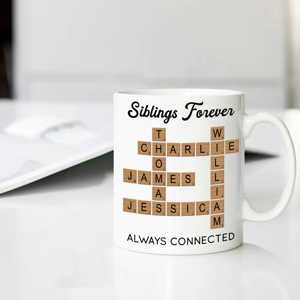 Spell Out the Love! Siblings Forever Crossword Mug – Perfect Gift for Brothers and Sisters on Any Occasion