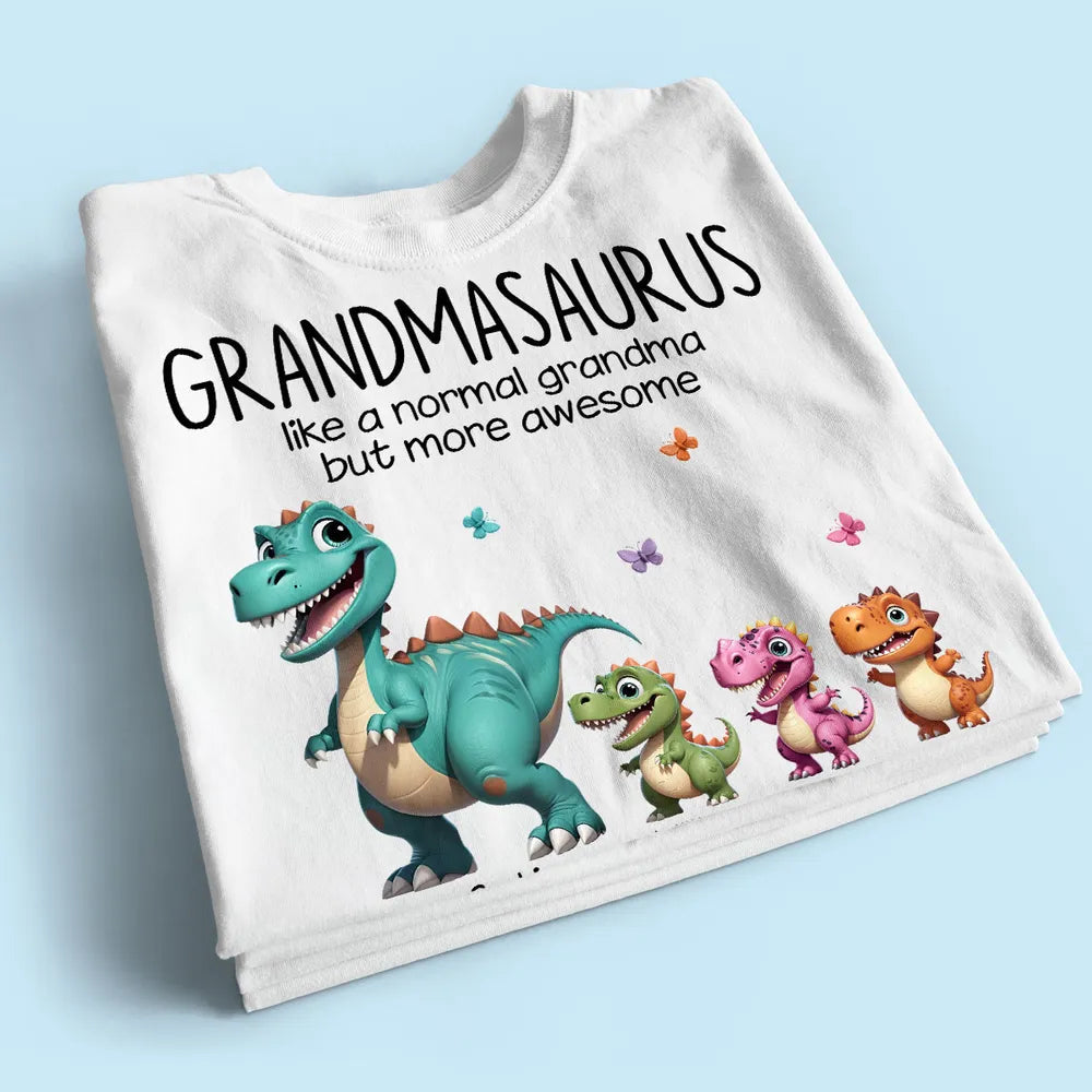 Personalized Classic Tee - Fun Dinosaur Family Design, Ideal Grandmother’s Day Gift for Grandma, Grandkids & Couples