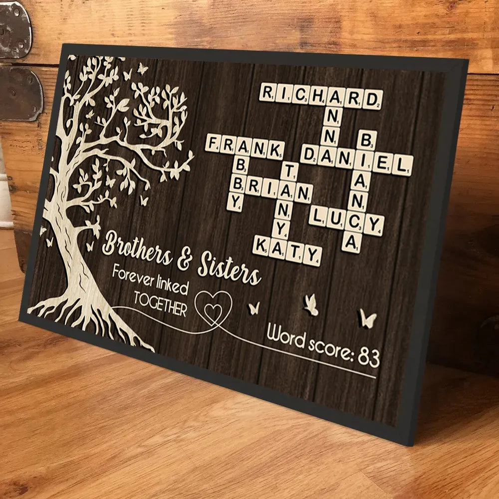 Personalized Brothers & Sisters Crossword Poster – Custom Sibling Wall Art for a Unique Family Gift