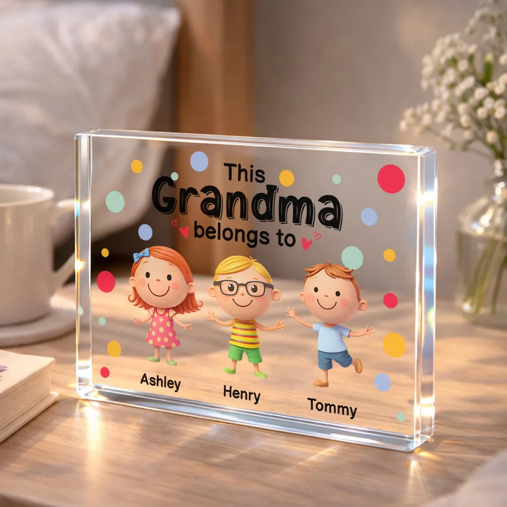 Personalized Rectangle Acrylic Block Plaque 'This Nanny Belongs To' Cute Grandkids Desk Decor - Unique Gift for Grandma