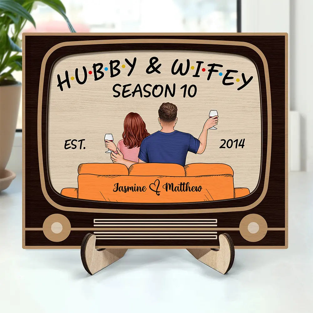 Personalized 2-Layer Wooden Plaque – "Hubby & Wifey Series" Romantic Keepsake