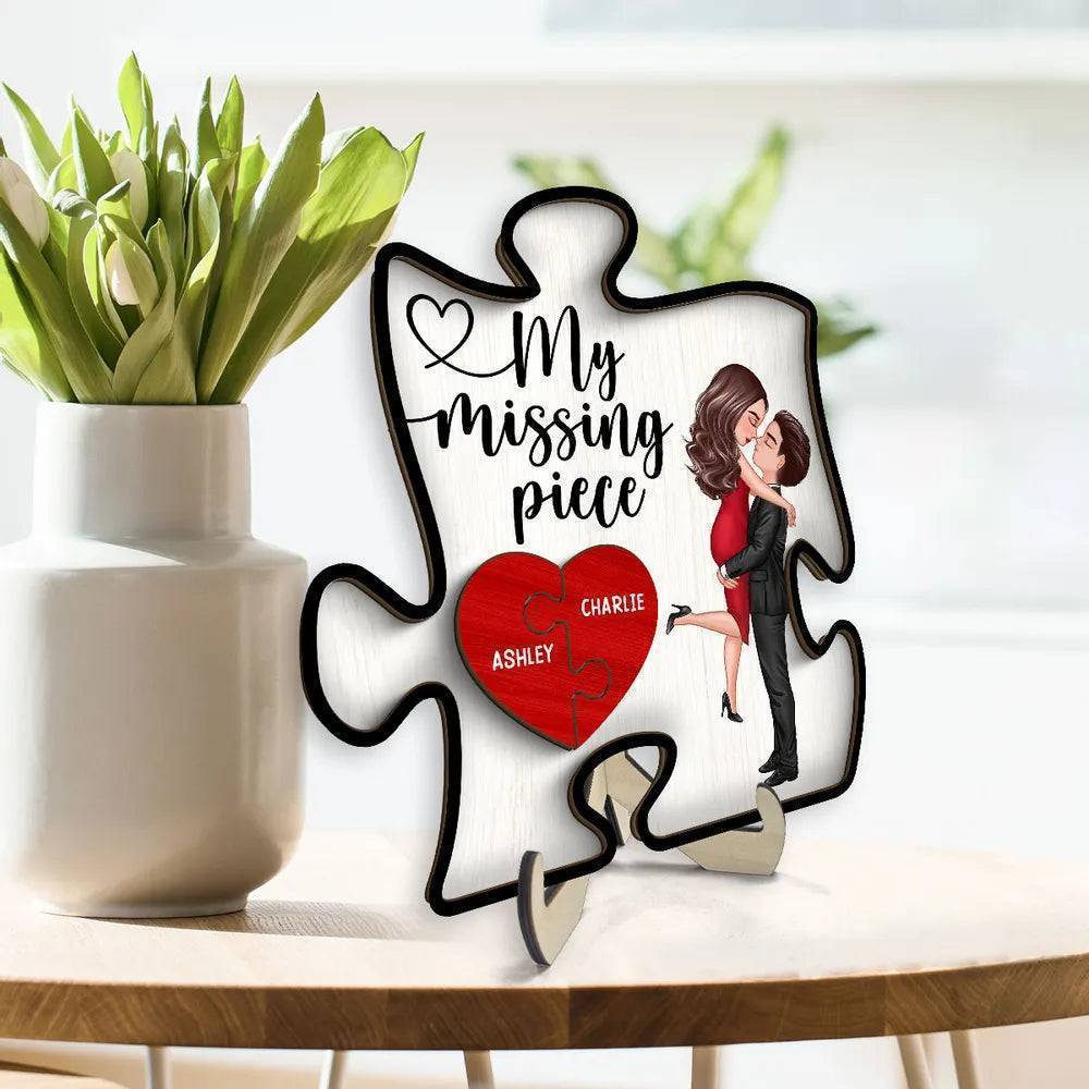 A Beautiful Expression of Deep Affection, Perfect for Gifting - 'My Missing Piece' Personalized Puzzle Heart 2-Layer Ornament- Romantic Valentine's & Anniversary Gift for Couples