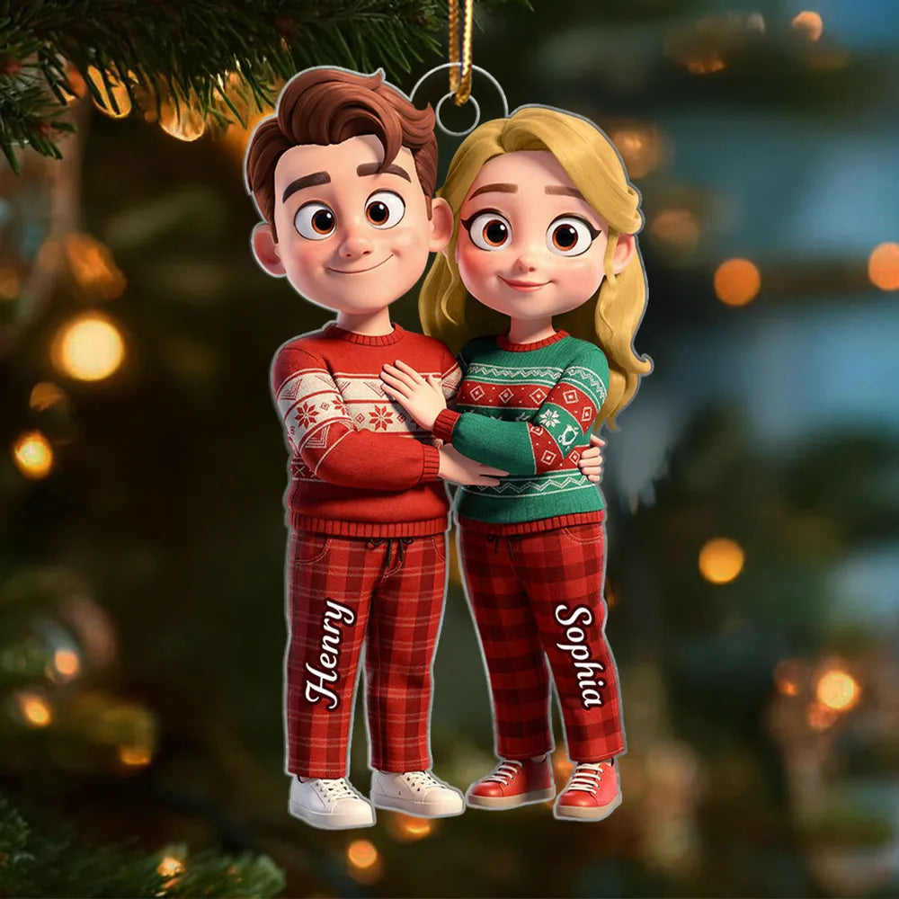 Cute Cartoon Couple Acrylic Ornament Personalized Keepsake for Couples Sweet Home Decor Gift for Wife or Husband