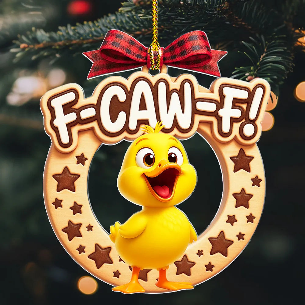 Custom Acrylic Ornament with Funny Shouting Rooster, Cute Christmas Tree Decoration and Quirky Gift Idea