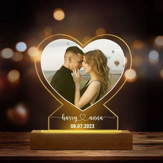 Love Illuminated - Personalized LED Acrylic Night Light - Romantic Anniversary Gift for Couples