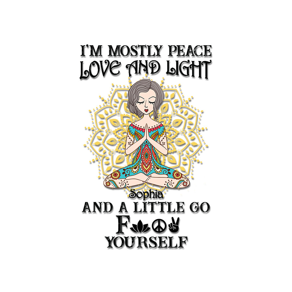 I’m Mostly Peace Love And Light - Personalized Yoga Decal Full