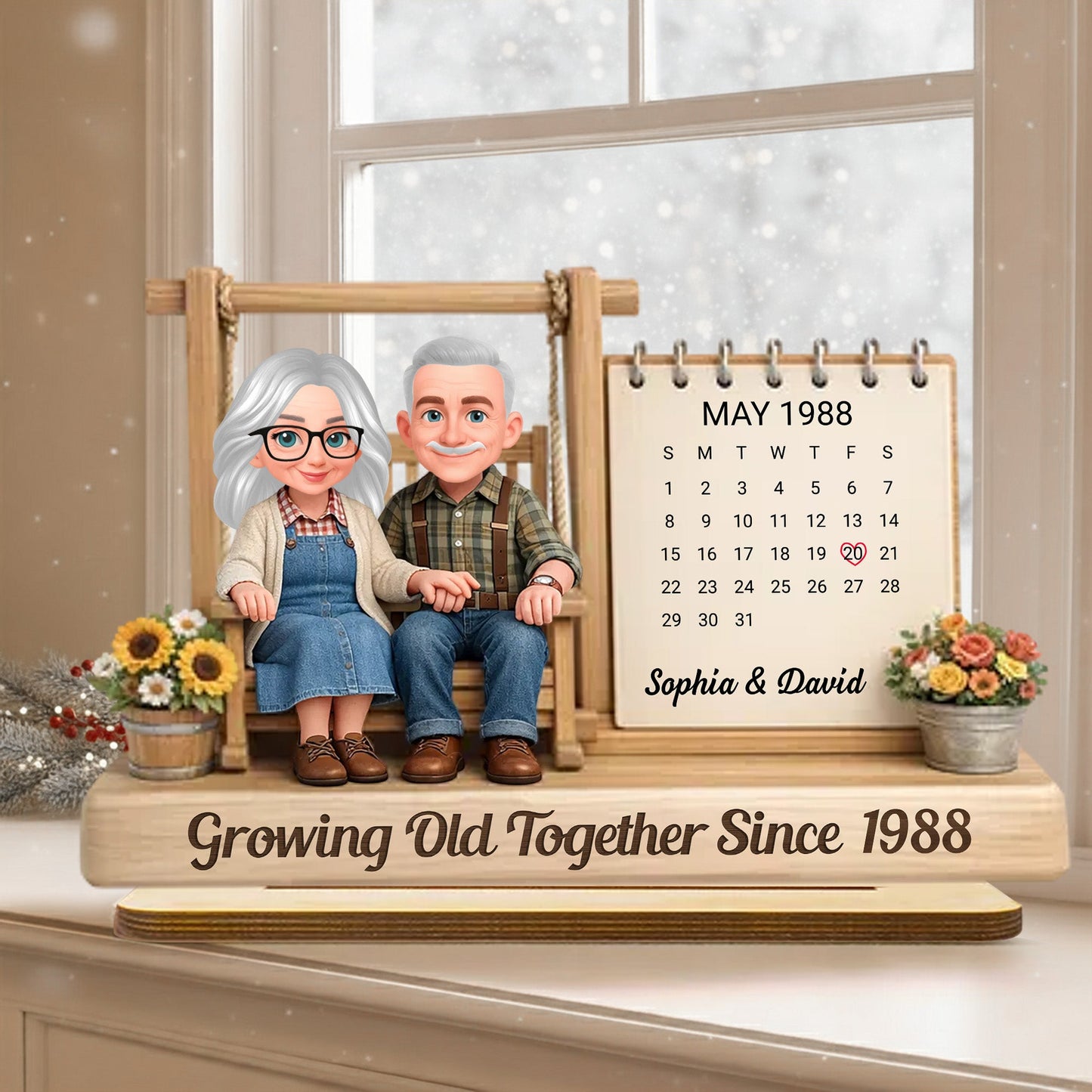 Growing Old Together Personalized 2-Layer Wooden Plaque - Sweet Couple Keepsake for Home Display, Thoughtful Gift for Him or Her