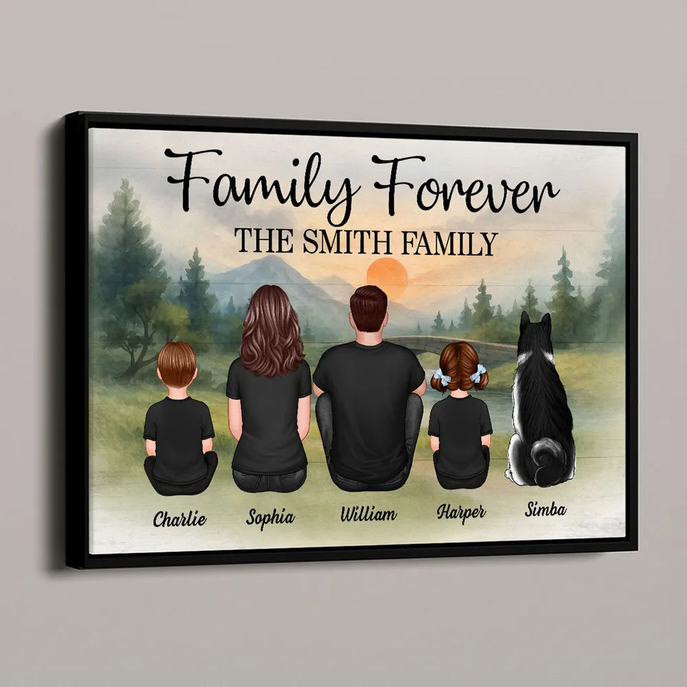Personalized "Family Forever" Poster – Custom Family Names and Loving Family Illustration