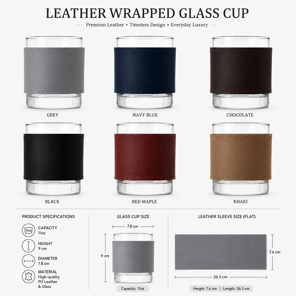 Cool Dad Club - Personalized Father Whiskey Glass With Leather Holder