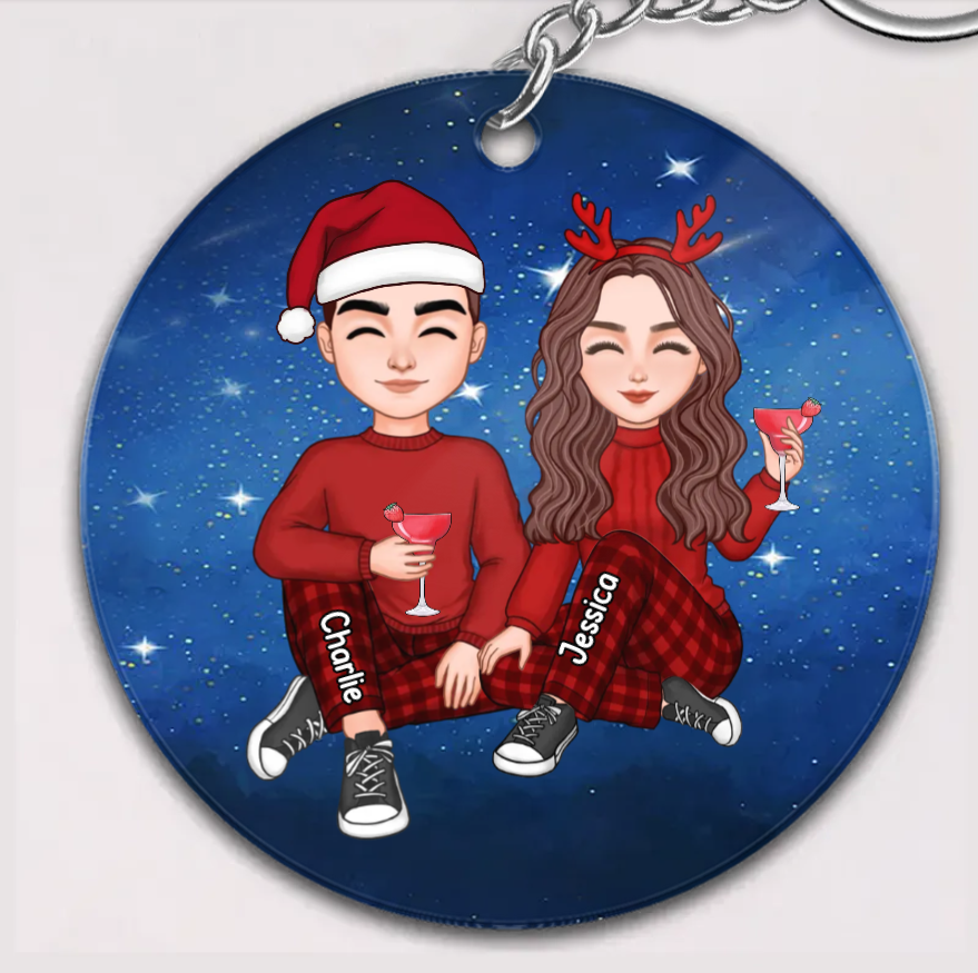 Cute Couple Christmas Gift For Him For Her Personalized Acrylic Ornament or Keychain or Plaque