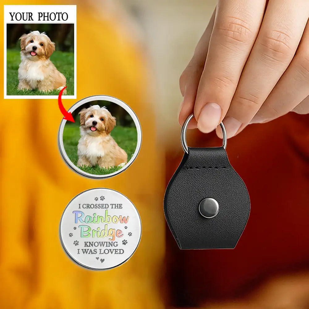 Custom Dog Photo Pocket Token Paw‑Print Quote, Comfort for Dog Moms & Dads