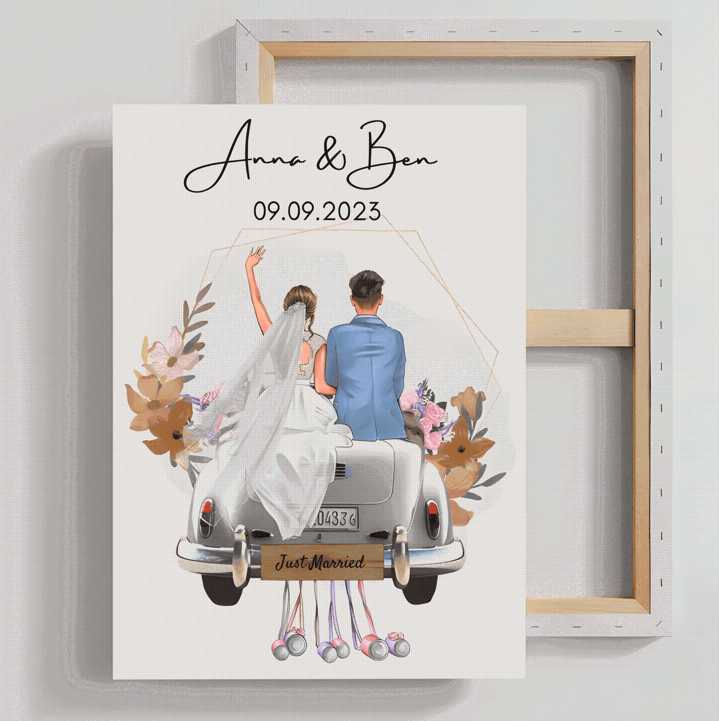 Newlyweds' Blissful Journey - 'Just Married' Personalized Poster or Canvas with Wedding Date