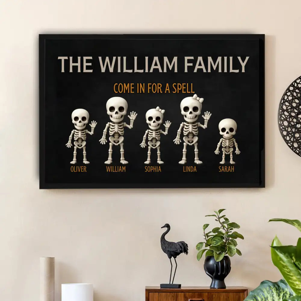 Skeleton Family Welcome Standard Doormat, Halloween Décor for Fun Entryway Ambiance