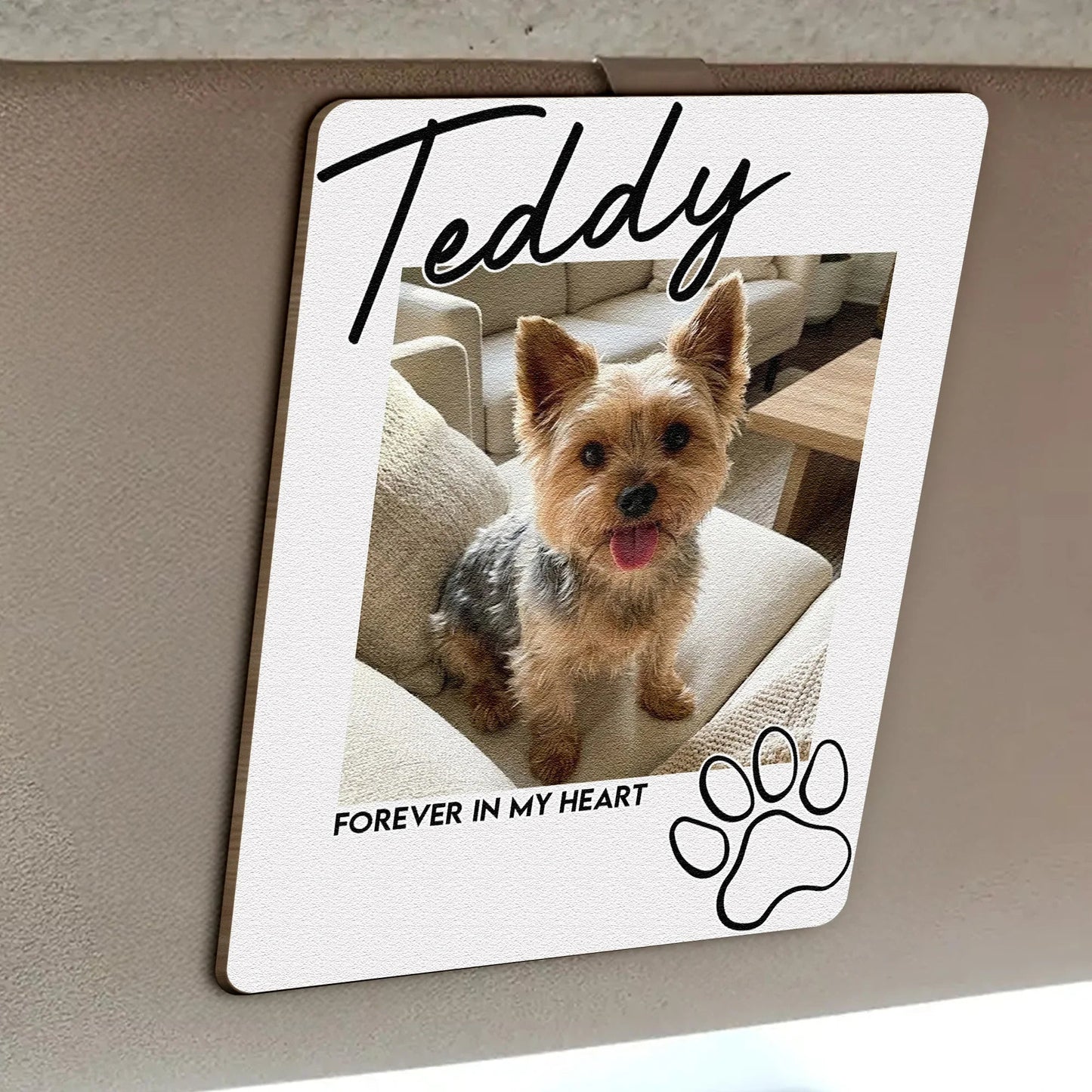 Personalized Wooden Car Visor Clip With Pet Photo and Memorial Quote, Warm Car Decor, Unique Gift for Dog Lovers