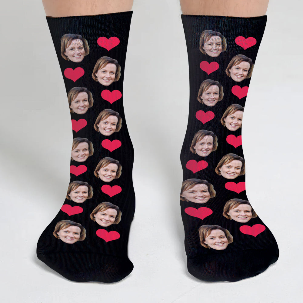Custom Face Heart Pattern - Personalized Aunt Socks