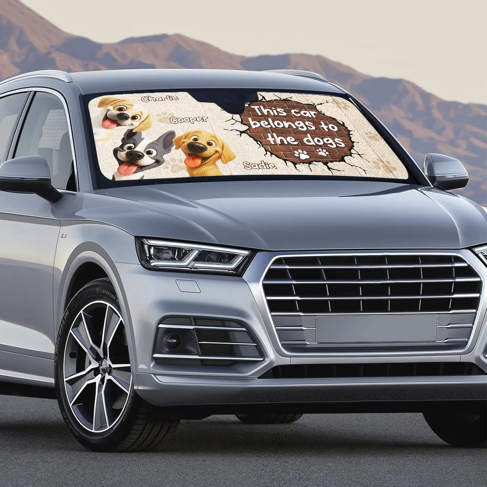 This Car Belongs to the Dogs Car Windshield Sunshade – Funny Personalized Pet Gift for Dog Lovers