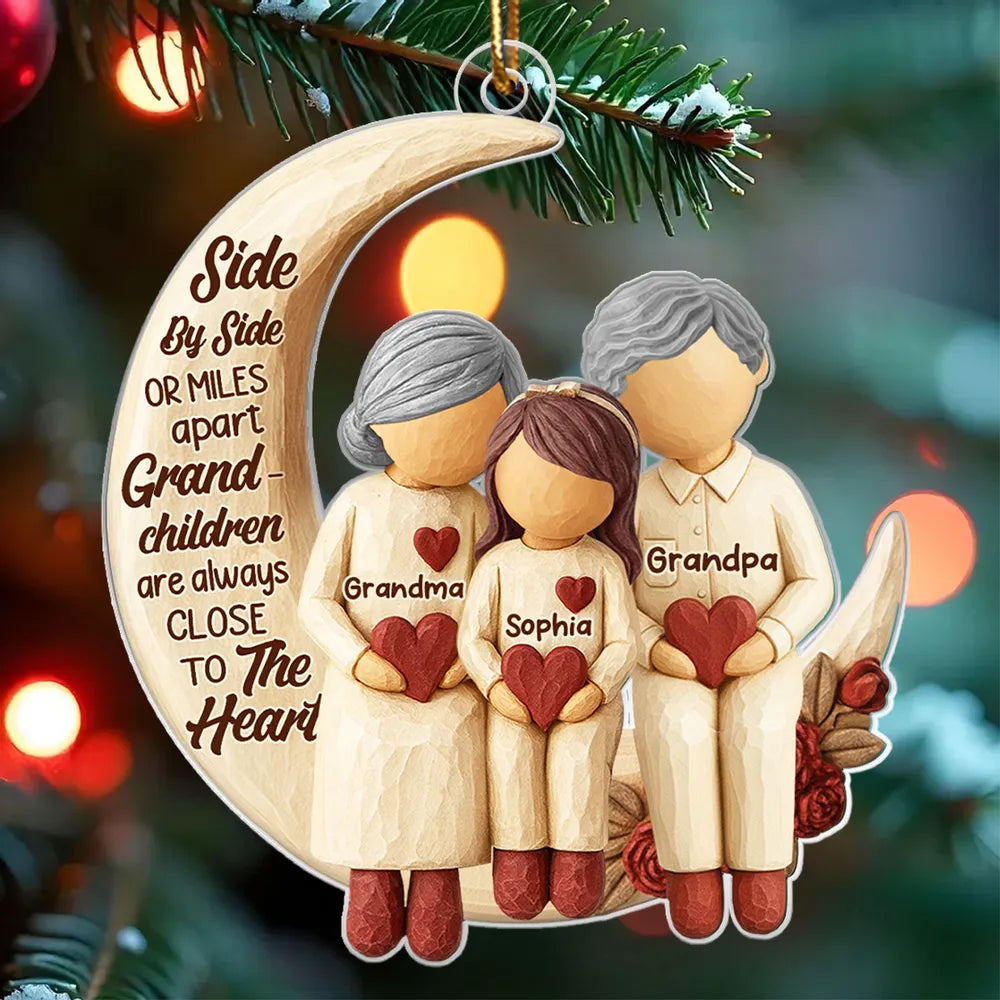 Acrylic Ornament with Grandma and Grandchild Moon Quote Heartwarming Personalized Keepsake for Long-Distance Family Unique Gift