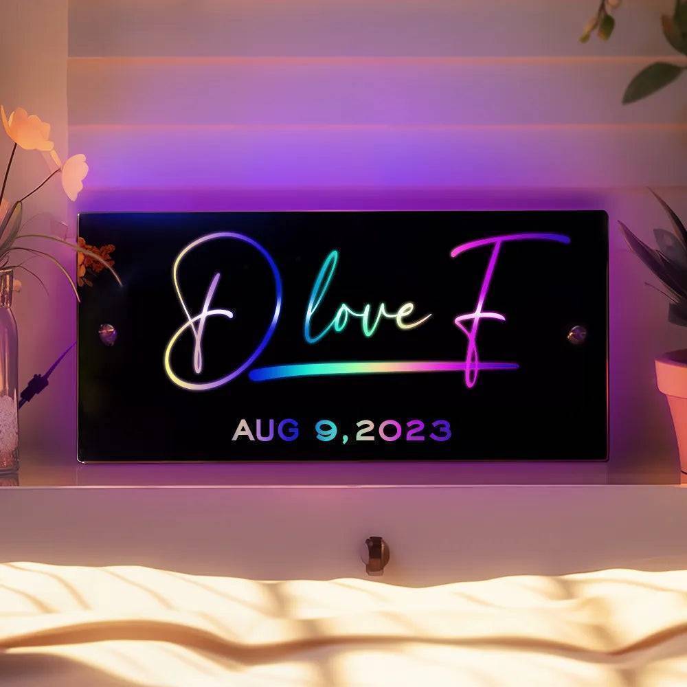 Personalized Affirmations Mirror - Light Colorful - Bedroom Lamp - Custom Name