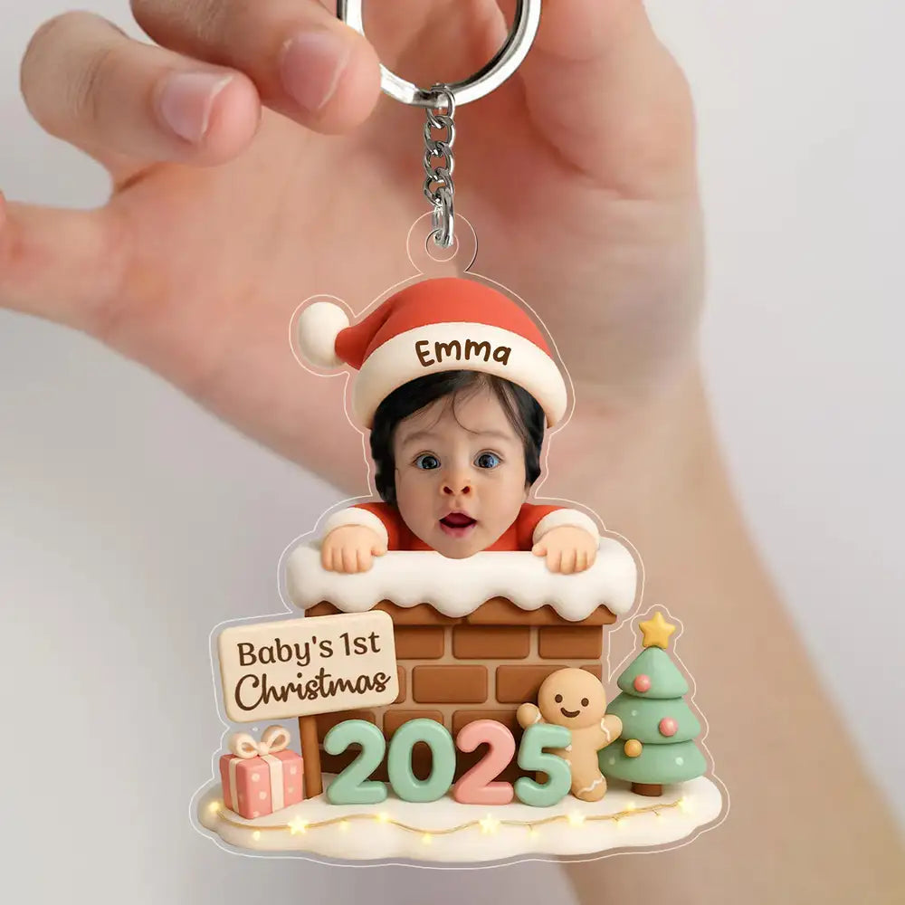 Personalized Baby's First Christmas Ornament with Photo Design