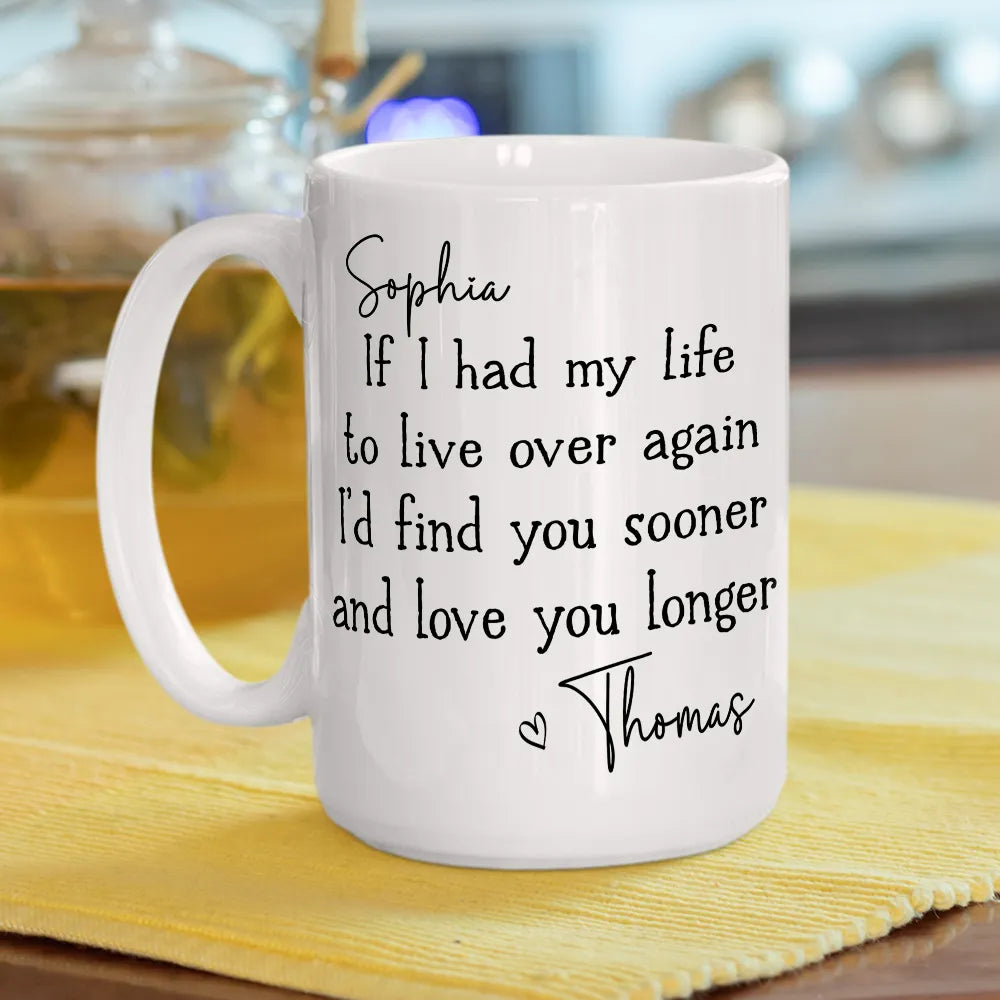 Custom Love You Longer Coffee Mug, Personalized White Ceramic Mug for Partner, Sweet Daily Reminder & Thoughtful Romantic Gift